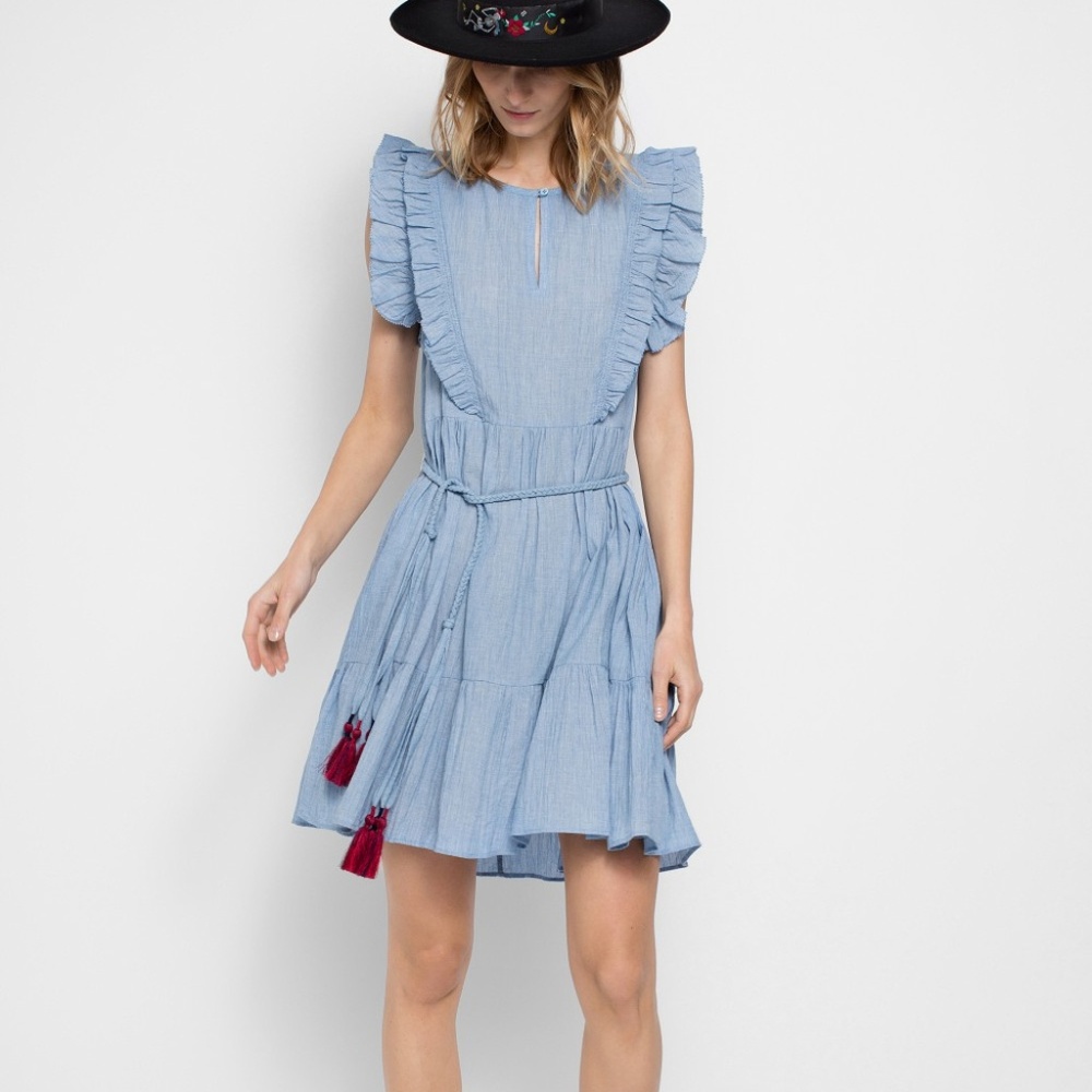 ZADIG & VOLTAIRE Blue Chambray Rousseau Dress XS